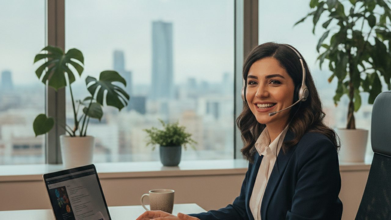 کارشناس مرکز اعزام پرستار همراه الف در حال مشاورهی تلفنی رایگان دربارهی تنظیم قرارداد پرستار کودک